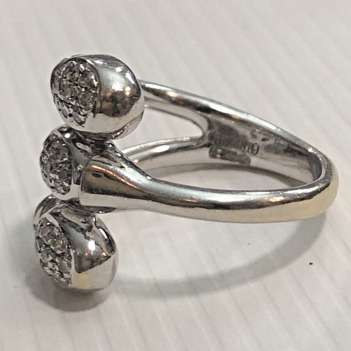 Chimento 18K White Gold & Diamonds Ring # 408 VI-750 Made In Chimento 18K White Gold & Diamonds Ring # 408 VI-750 Made In