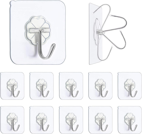 Premium Adhesive Hooks Kitchen Wall Hooks,Heavy Duty 13Lb(Max) Wall Hooks, Trans - Picture 12 of 12