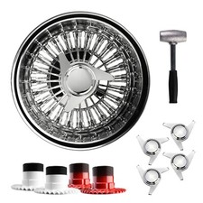 13x7 Rev 72 Spoke Ss Straight Lace Lowrider Wire Wheels 3 Bar Ko Caps Set Of 4