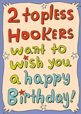 Two Topless Hookers Funny Masculine Fishing Birthday Card for Him  Man  Men