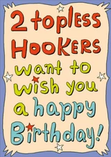 Two Topless Hookers Funny Masculine Fishing Birthday Card for Him  Man  Men
