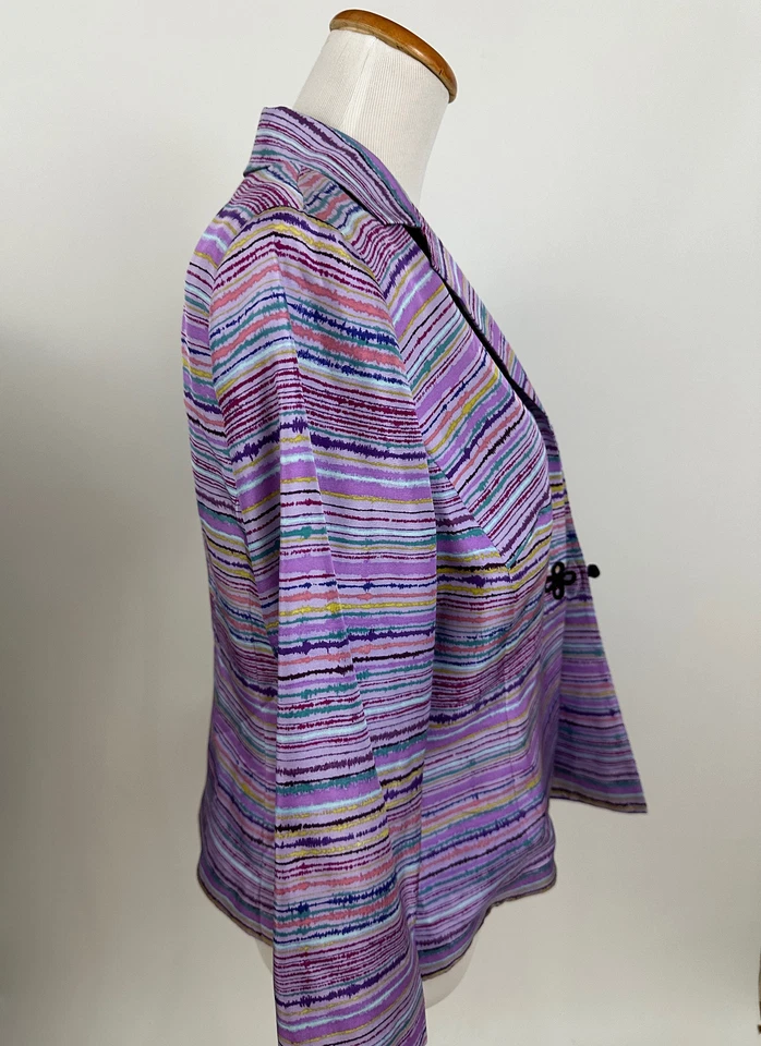 Chaqueta Blazer Mujer COLDWATER CREEK Morado Rayas 100% Seda 8P Foto 2 de 4