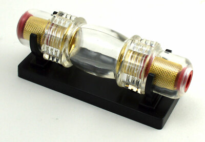 Mirasonic 8, 10 Gauge Clear Gold Plated AGU Fuse Holder with Mounting Bracket