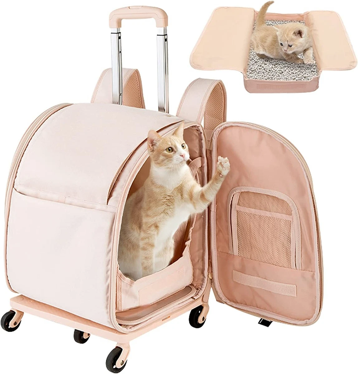 Cat Carrier with Wheels, Travel Pet Carrier Small Dog, Puppy Stroller for  Small