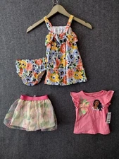 4 PACK Child of Mine + Disney Princess 2 Baby Girls Shorts Outfit Skirt Set 12M