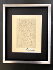 PABLO PICASSO, SIGNED 1962  MINT ENGRAVING MATTED AND FRAMED