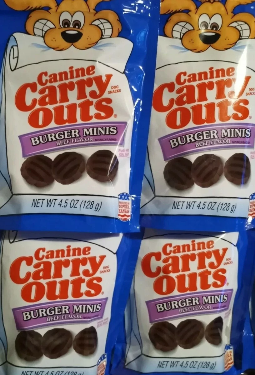 8 Bags 36 oz Dog Snacks 4 Burger Minis and 4 Beef 4.5 oz