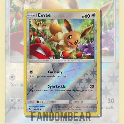 Eevee Sun & Moon Hidden Fates 48/68 REVERSE HOLO RARE card 2019