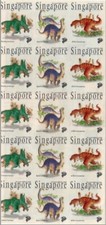 Singapore 1998 Dinosaur Self-Adhesive Sheet 5 x 3v MNH
