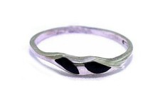 Black Onyx Inlay Gemstone Sterling Silver Ring Size 3.75 to 6.75 YOU SELECT SIZE