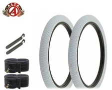 ALTALINE Bicycle TIRES 20" x 1.95" White X-PERFORM (2) TIRES, TUBES & LEVERS BMX