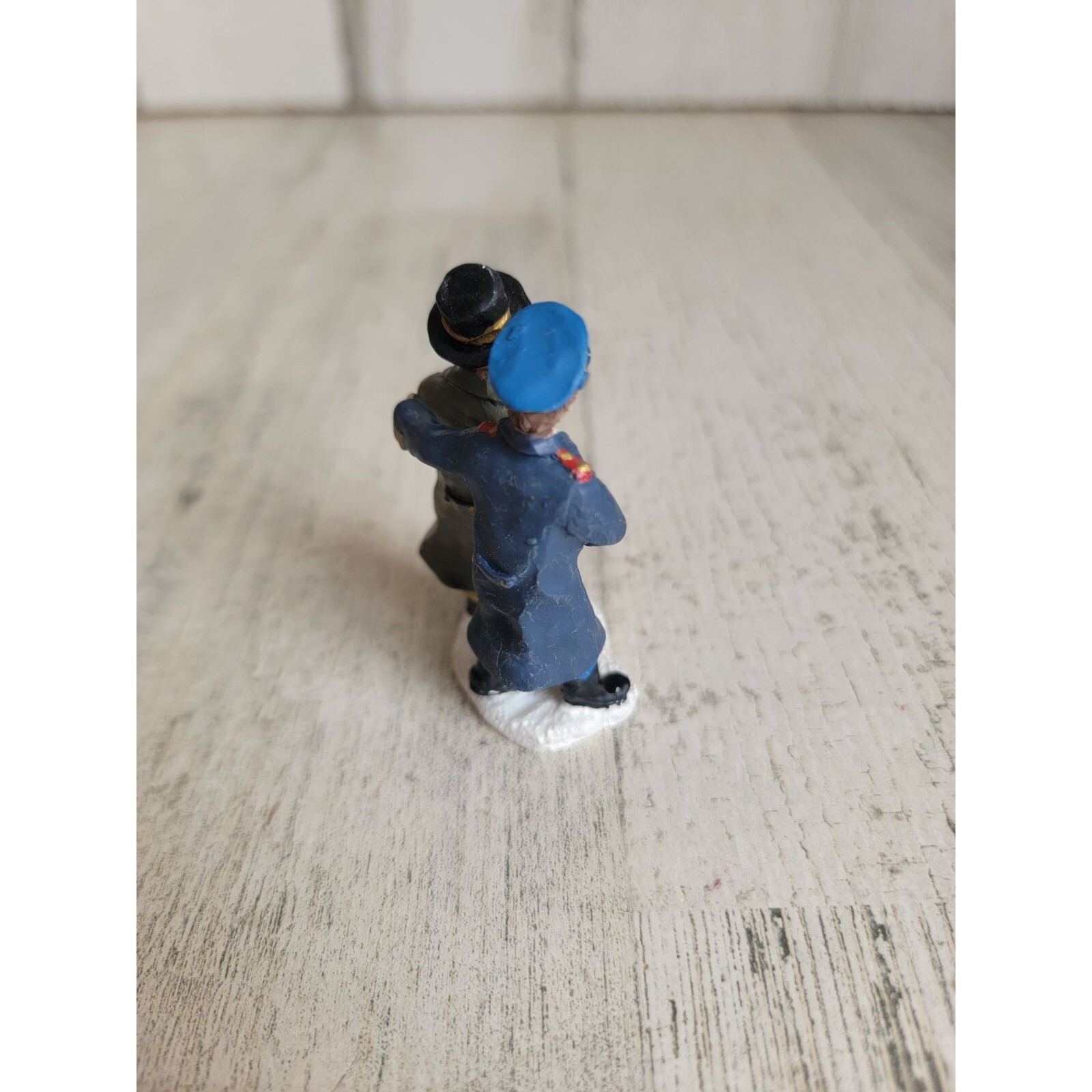 Police cop assisting blind elderly man Village accessory Xmas