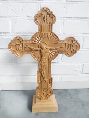Wooden Cross Standing Orthodox Carved Crucifix Jesus Christ Large 16' ICXC  NIKA | eBay