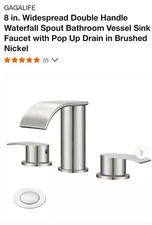 GAGALIFE Waterfall Spout Bathroom Vessel Sink Faucet 8"Double Handle Nickel