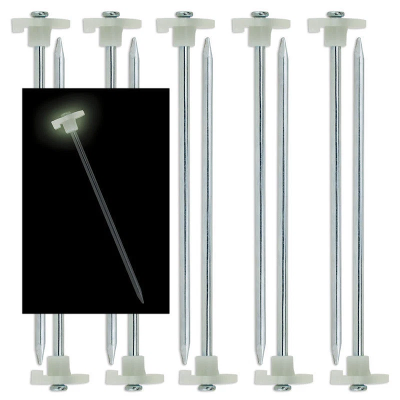 100 Pack Pieces STEEL Tent Canopy GLOW IN THE DARK! Stakes Pegs 10" WHOLESALE!