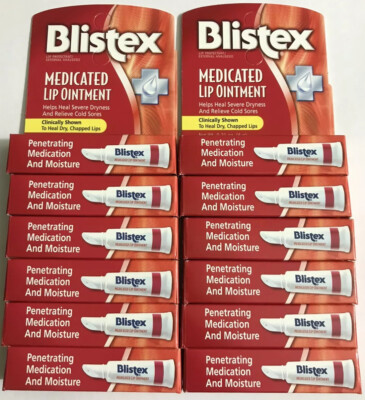 12 Pieces Of Blistex Medicated Lip Balm SPF 15 0.21oz Prevent Dry Lips Medex Red