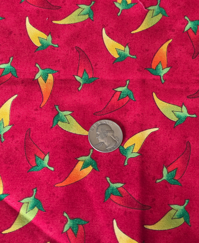1 Yd Cowpokes Red with Hot Peppers Red Orange Yellow Fabric Avlyn - Picture 2 of 3