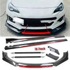Carbon Fiber Look Red Front Lip Chin Bumper Side Skirt For Subaru Wrx Stibrz Carbon Fiber Look Red Front Lip Chin Bumper Side Skirt For Subaru Wrx Stibrz
