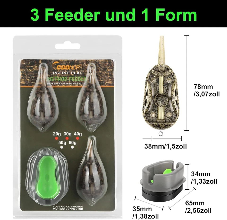 4 in1 Method Feeder Set Futterkorb Ausdrückform Futterform Methodkörbe 20g - 60g - Bild 2 von 4