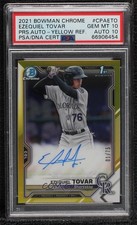 2021 Bowman Chrome Yellow Refractor 1/75 Ezequiel Tovar PSA 10 GEM MT Auto 04le