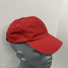 J.CREW Oarsman Garment Dyed Cotton Twill Baseball Hat Cap Red Faded Made In USA