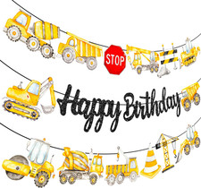 3Pcs Dump Truck Birthday Party Banners Construction Birthday Party Decorations T