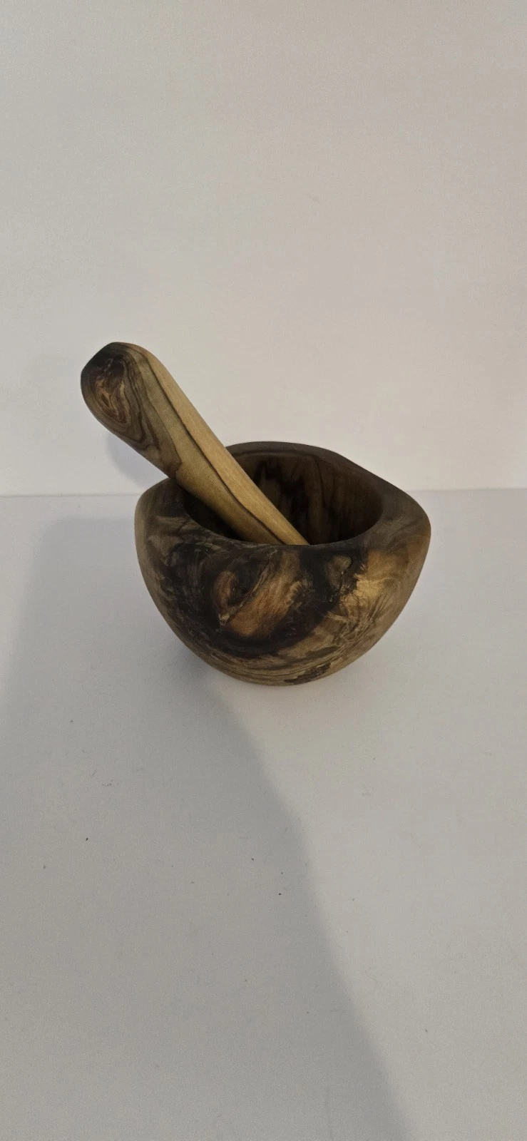 Antique Primitive Hand Turned Wooden Mortar & Pestle Spice, Herb Medicinal Grind