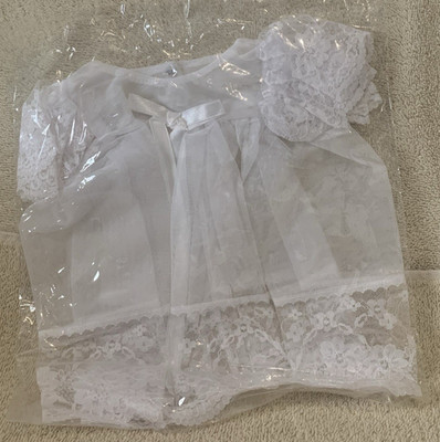White Chiffon w/White Lace Night Gown Dress 8x10 For Large Doll - NIP