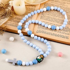 Cross Baptism Silicone Rosary God Bless First Rosary Catholic Cross Necklace ...