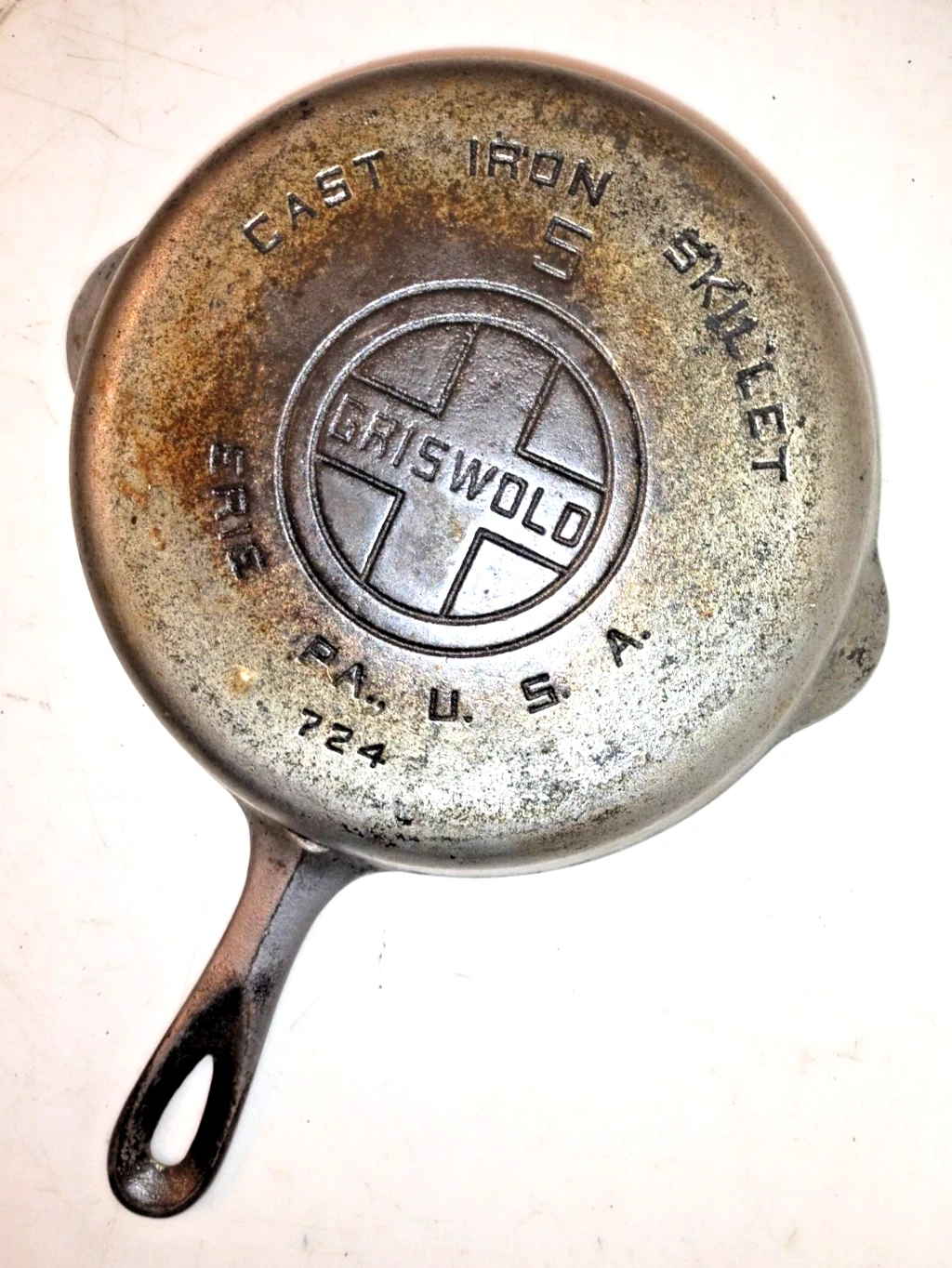 Griswold 5" Pan Steel Skillet #724 Chrome Nickel-Plated Cast Iron Vintage 1950s