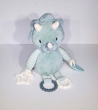 DreamGro Dream Gro DINOSAUR Triceratops Soft Plush Baby Sensory Clip Toy 12" EUC