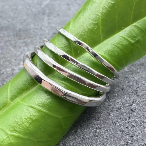 Hammered Sterling Silver Stacking Ring | Polished | Stacking | Thumb Ring  MK337
