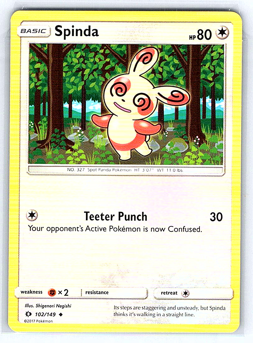 Spinda 102/149 Sun & Moon NM or LP Pokemon Card