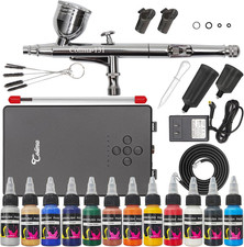 Airbrush Kit, 27PSI Air Brush Gun Set with Air Compressor  12 Paint