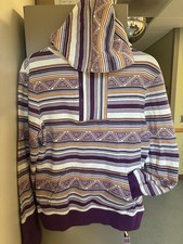 Cruel Purple Aztec 1/4 Zip Hoodie Sweatshirt M Retro Skater Geometric Western