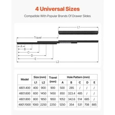 VEVOR Undermount Drawer Slides, 32 inch, Full Extension Ball Bearing Under Stair