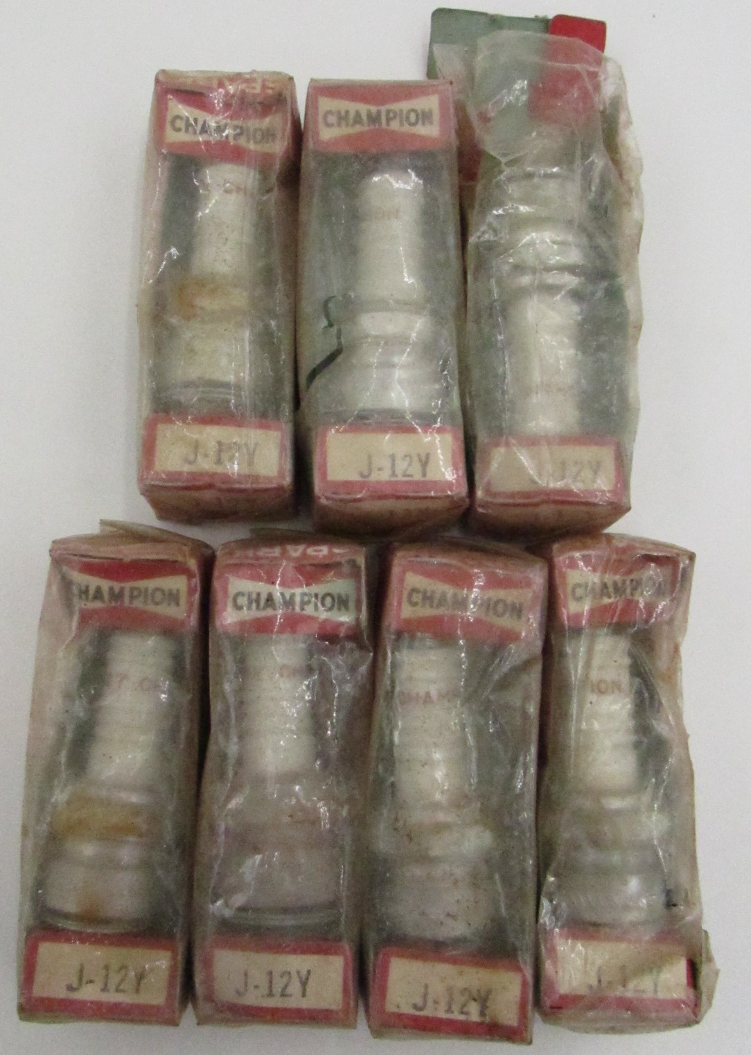 7 Vintage Champion Spark Plugs J-12Y Lot of 7  NEW old Stock
