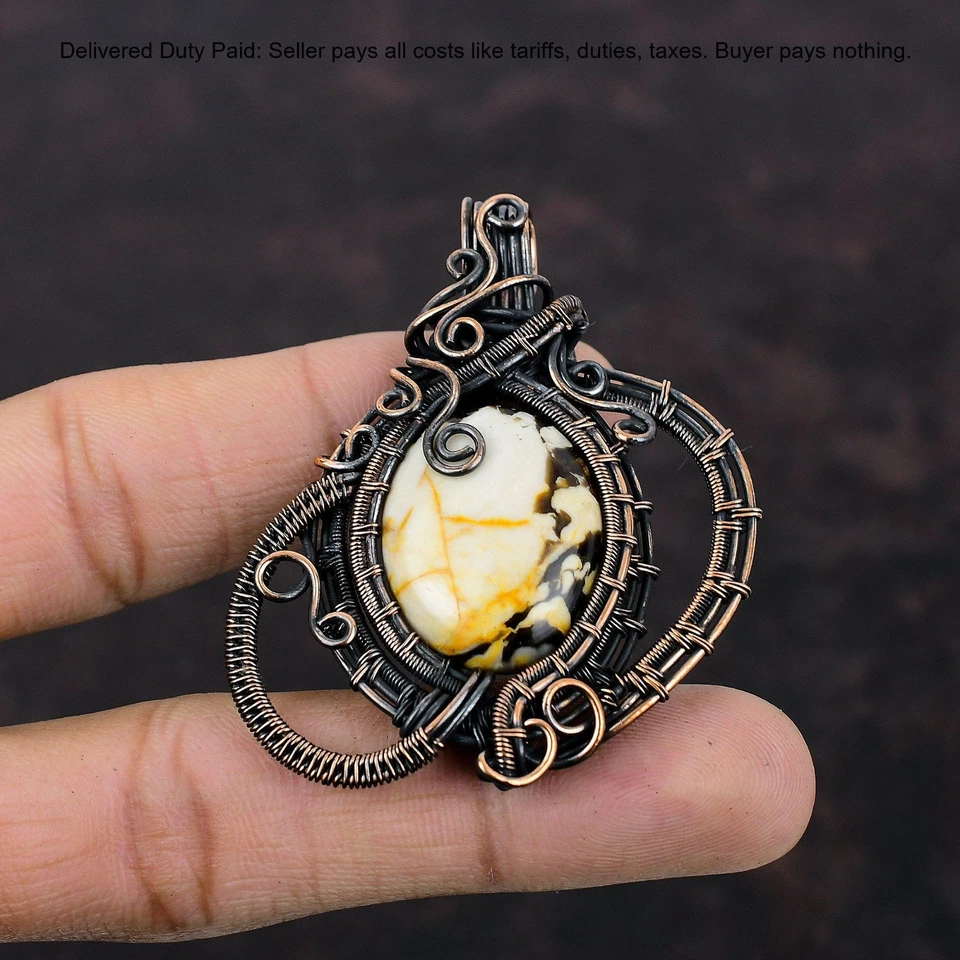 Venta de Navidad Cobre Natural Madera de Cacahuete Jaspe Hecho a Mano Madre Colgante Joyería Foto 4 de 4