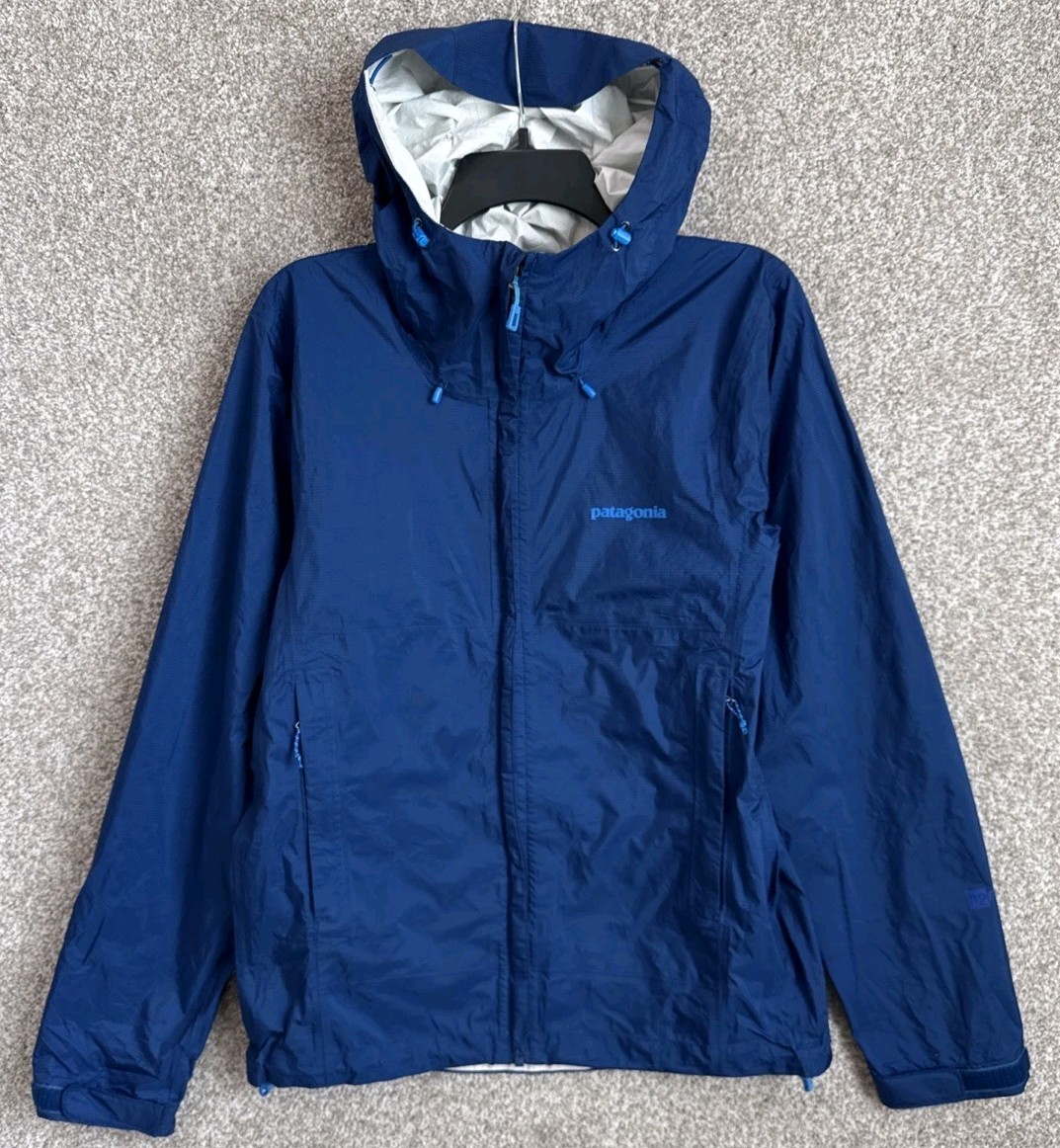Patagonia Torrentshell Jacket Mens Small Blue H2No Waterproof Hooded Rain 83801