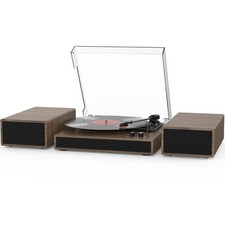 Vinyl Record Player with Dual Stereo Bookshelf Speakers Vintage Turntable wit...