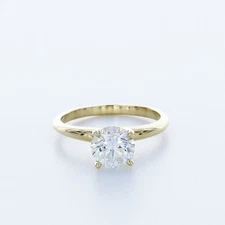 1.5ct Certified Natural Diamond H/VS2 Round Cut 14K Gold Classic Solitaire Ring
