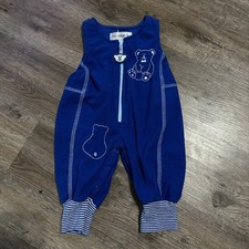 Vintage Gymboree Layette Rainbow Tag Fleece Romper Blue Bear Newborn