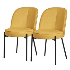 Lot 2 chaises de salle à manger moutarde polyester pieds en métal confortable