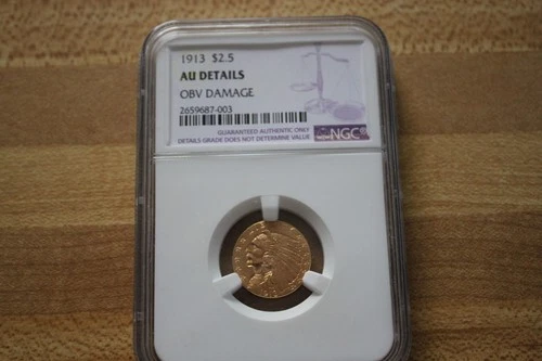 1913 US Gold $2.50 Indian Head Quarter Eagle - Almost Uncirculated
