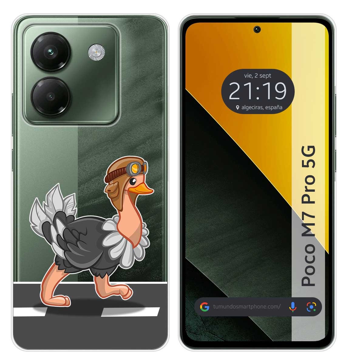 Cover Silicone Trasparente per Xiaomi Poco M7 Pro 5G Disegno Struzzo Disegni