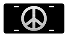 Engraved PEACE SIGN Car Tag Diamond Etch Aluminum Vanity Front License Plate