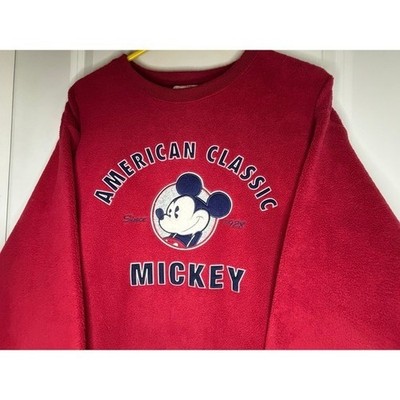 Vintage American Classic Mickey Mouse Embroidery Soft Fleece Crewneck Sweatshirt