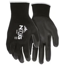 Mcr Safety 96699M Dipped Gloves, Polyurethane, Palm, Black, M 12 Pk