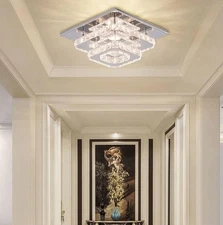 Mini Chandelier LED Crystal Ceiling Light 2 Layers Flush Mount Ceiling Light ...