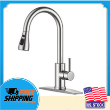 High Arc Kitchen Sink Faucet Pull Down Sprayer Stainless Steel 1 or 3 Hole